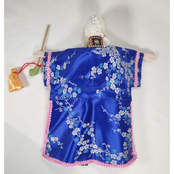 Vintage Hand Glove Puppet Male Figure In Blue With Stand - Picture 13 of 16